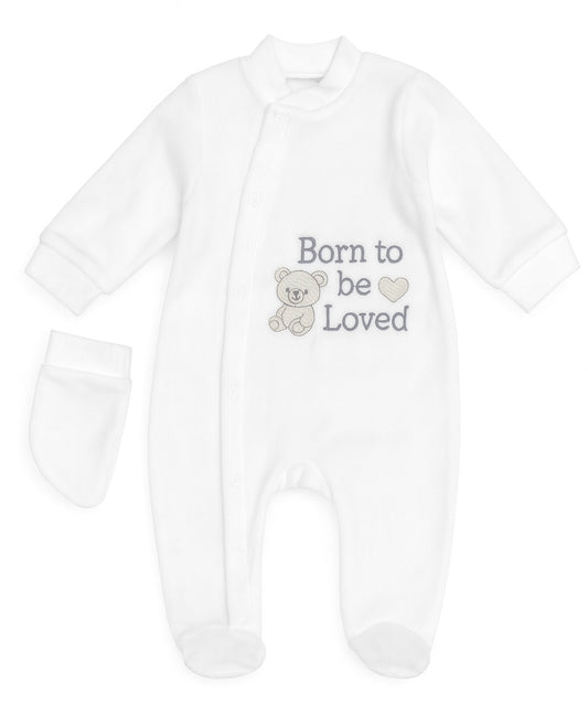 Soft Footed Romper with Teddy Bear Design