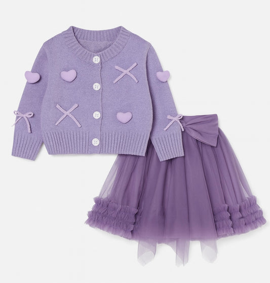 2-piece girls’ cardigan and tutu skirt set