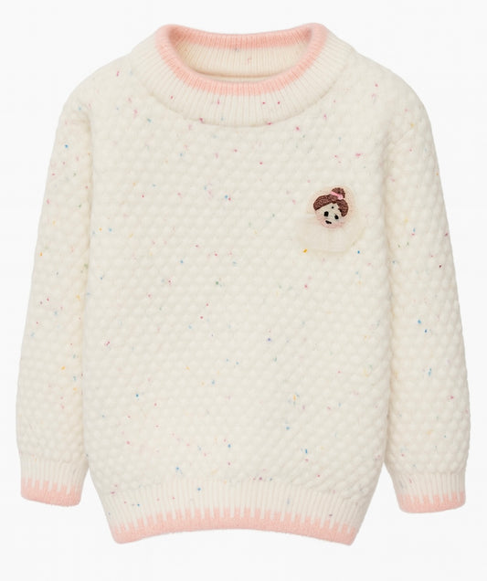 White Textured Knit Sweater