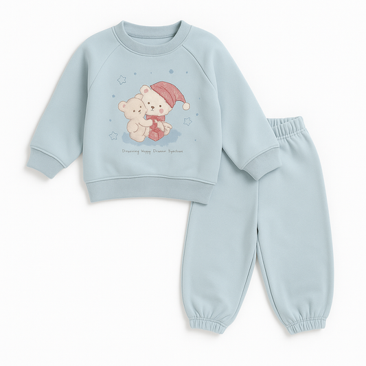 2 Piece Set – Light Blue Teddy & Puppy Design