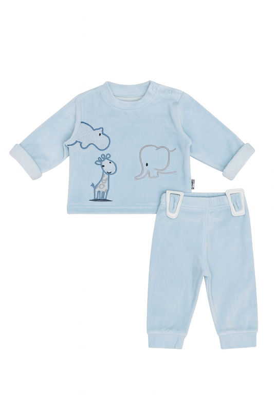 Light Blue Animal Print Baby Outfit