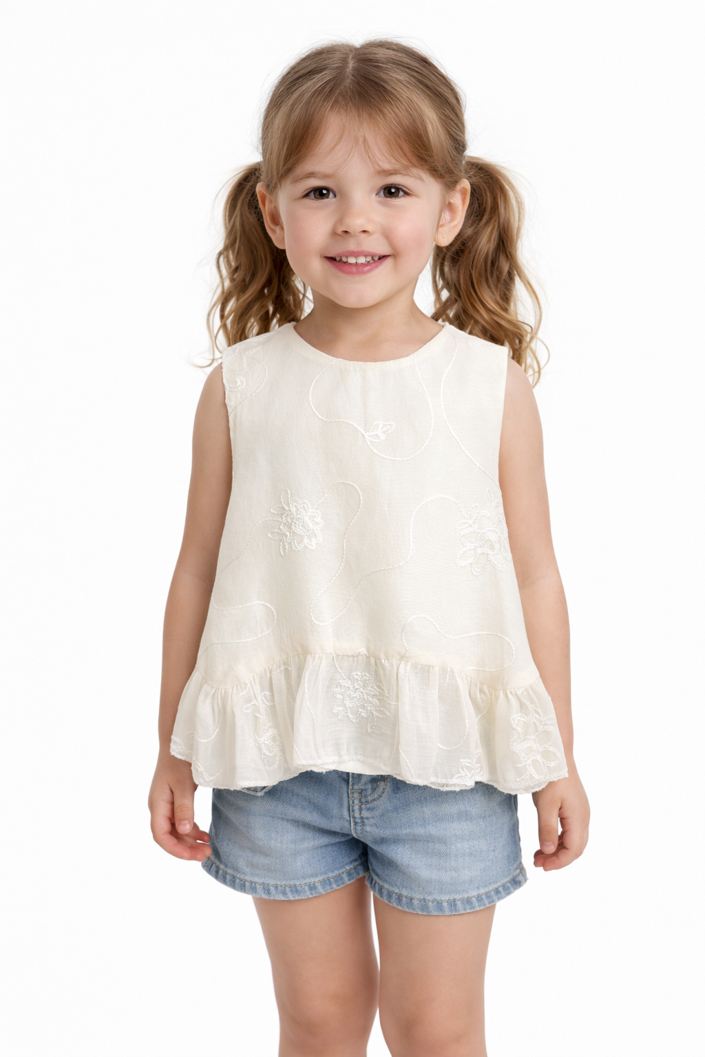 Delicate Floral Cream Top