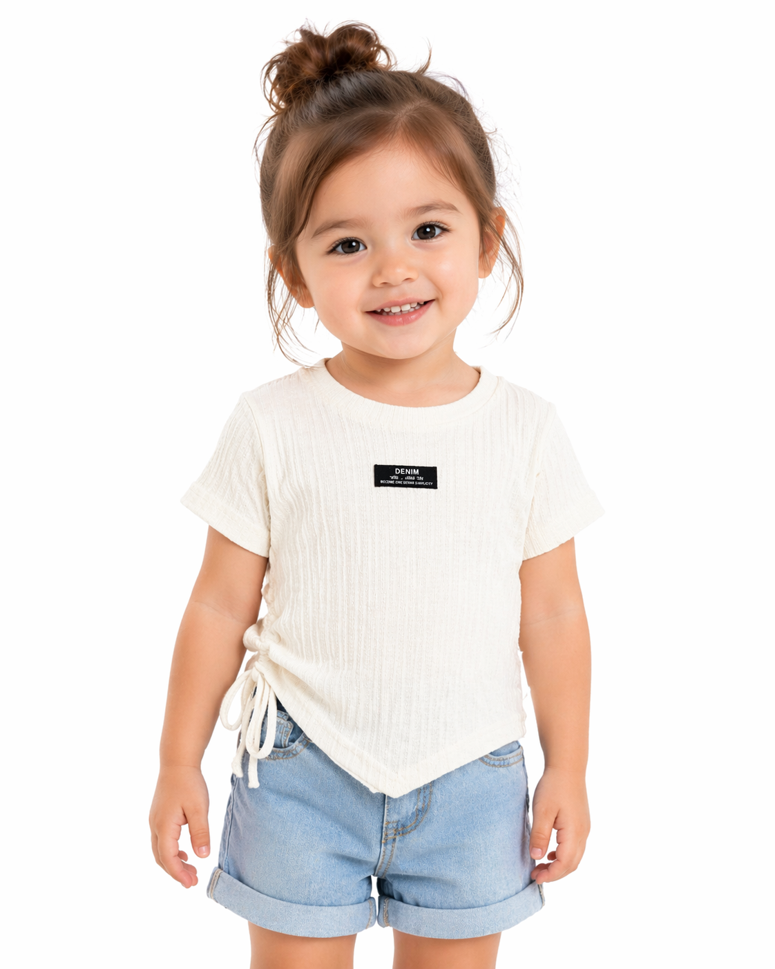 Off-White Ribbed Side-Tie Top