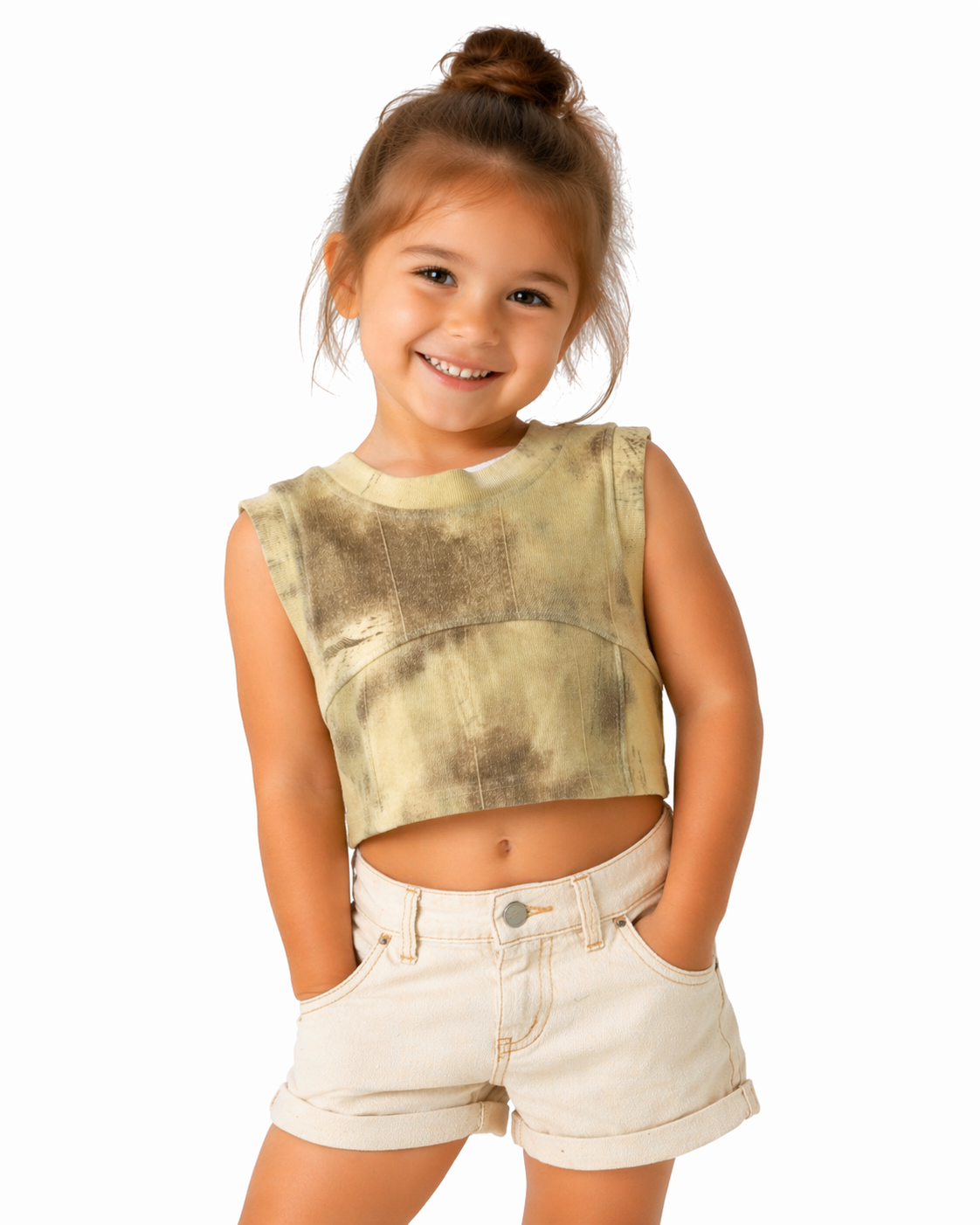 Tie-Dye Crop Top – Sand Beige