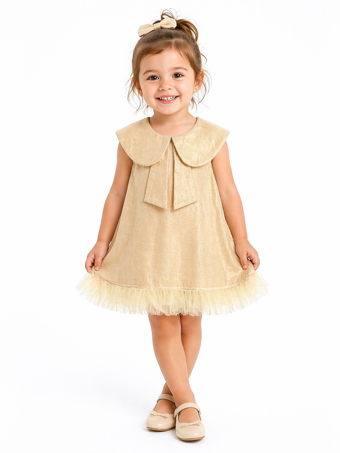 Elegant Gold Toddler Girl Dress
