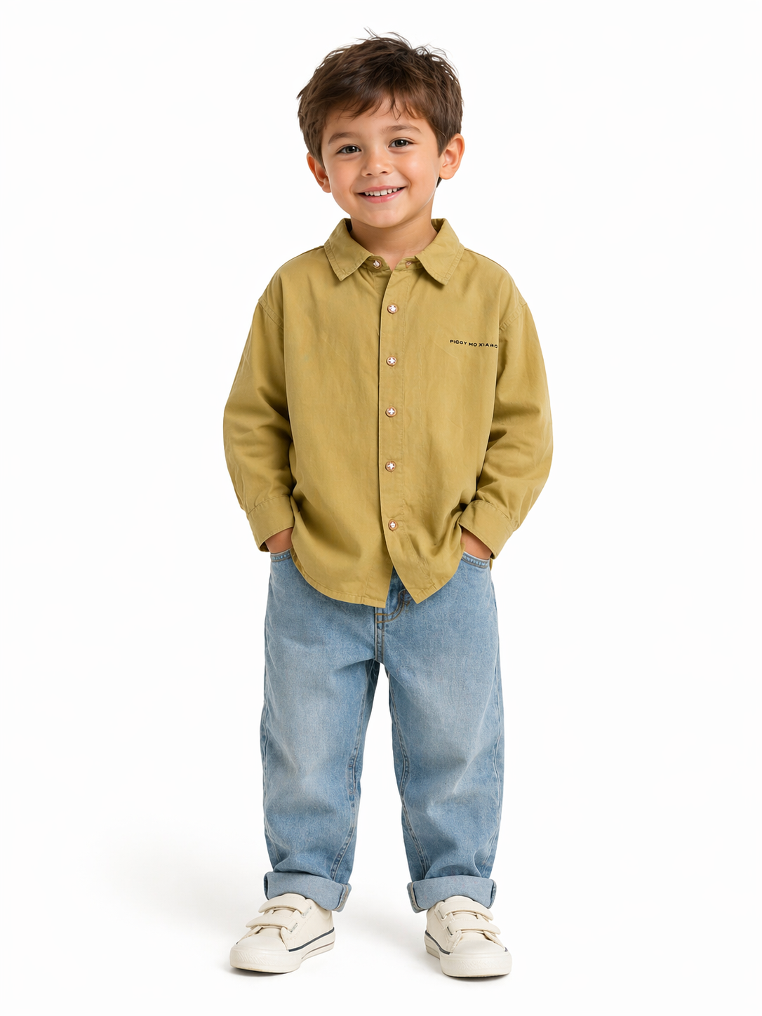 Boys Olive Casual Shirt – Classic Fit