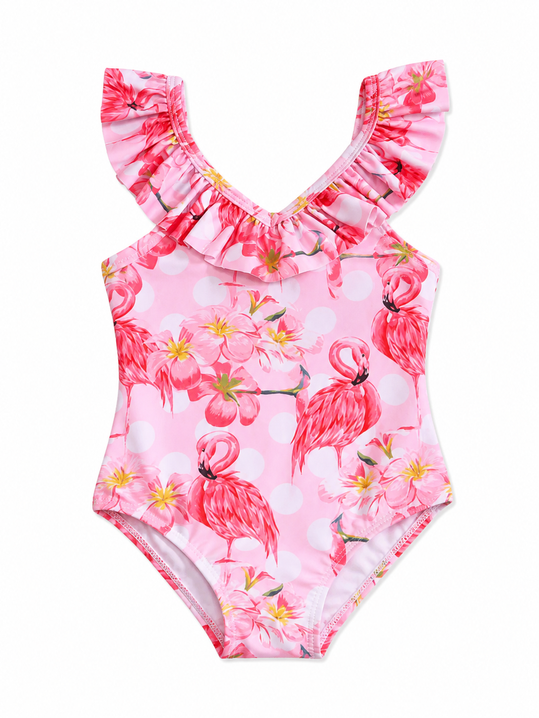 Pink Flamingo Ruffle One-Piece Swimsuit
