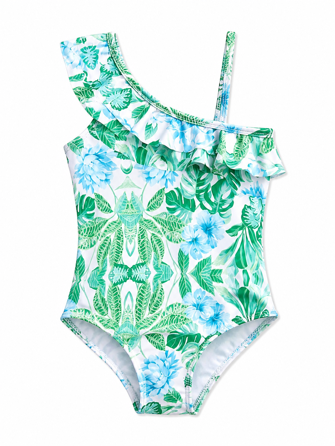 Tropical Breeze One-Shoulder Girls Swimsuit