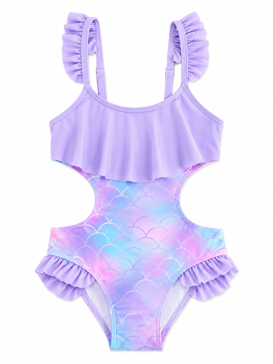 Pastel Mermaid Cut-Out Girls Swimsuit