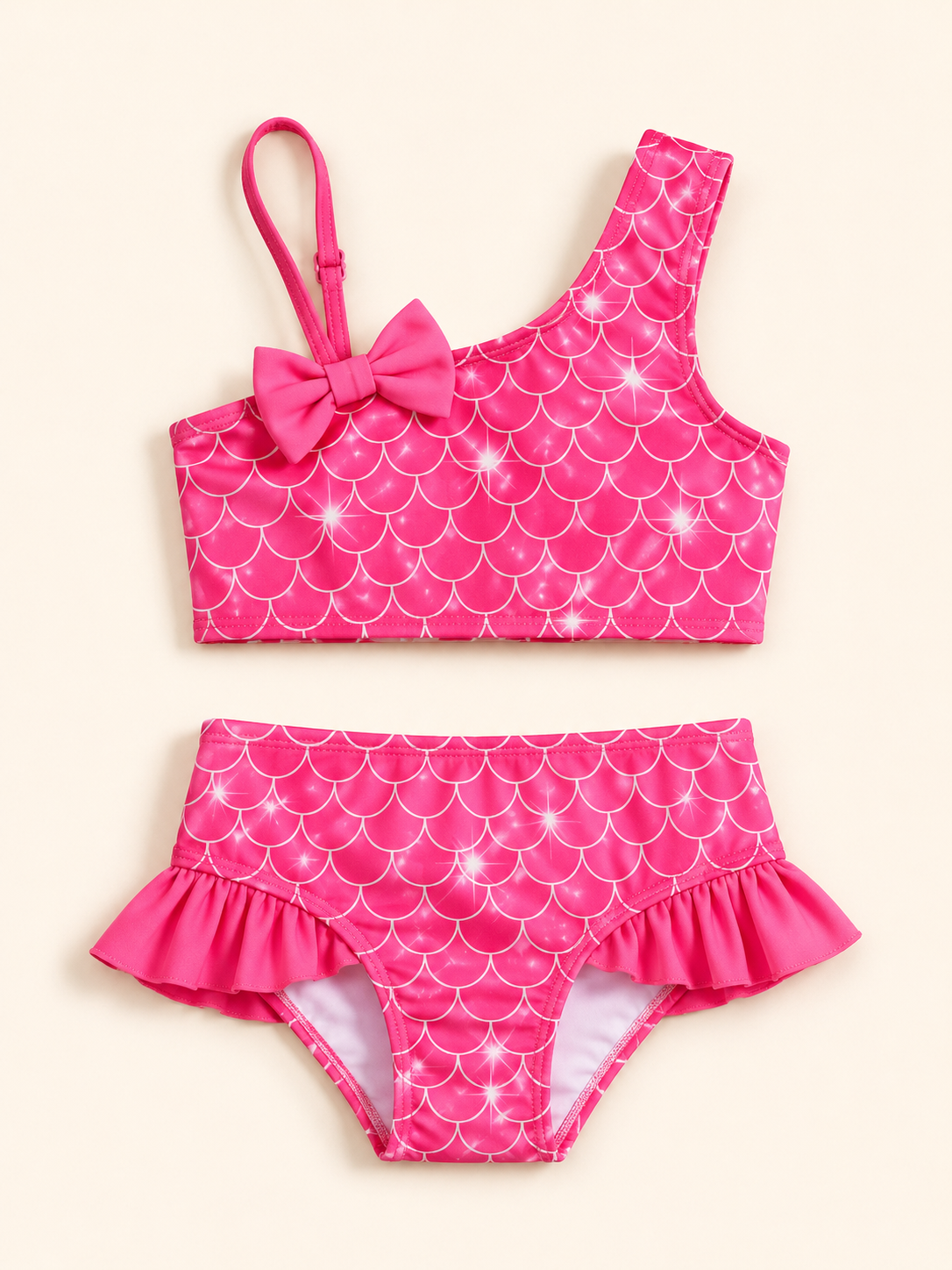 Sparkle Mermaid Scale One-Shoulder Bikini Set