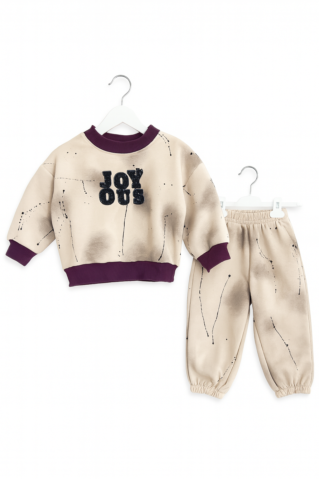 Purple Marble-Pattern Fleece Tracksuit