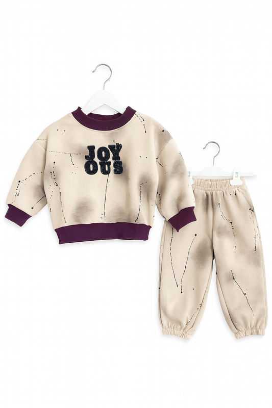 Purple Marble-Pattern Fleece Tracksuit