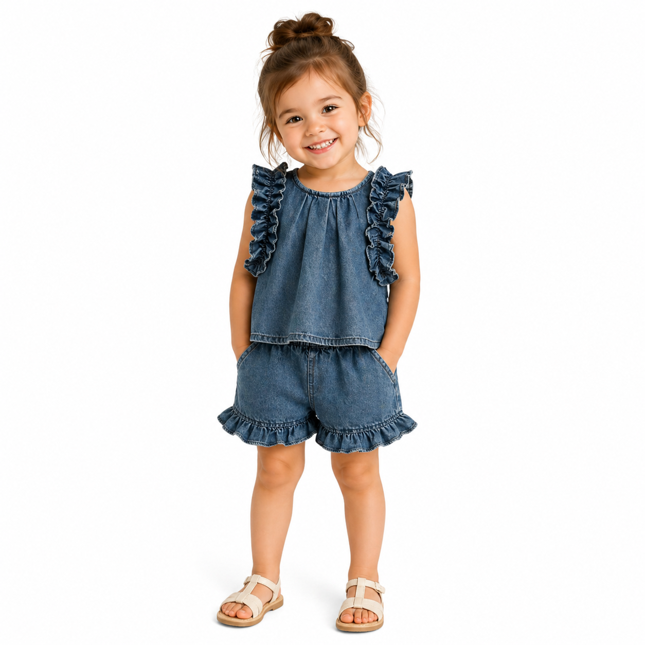 Ruffle Sleeve Top & Shorts Set