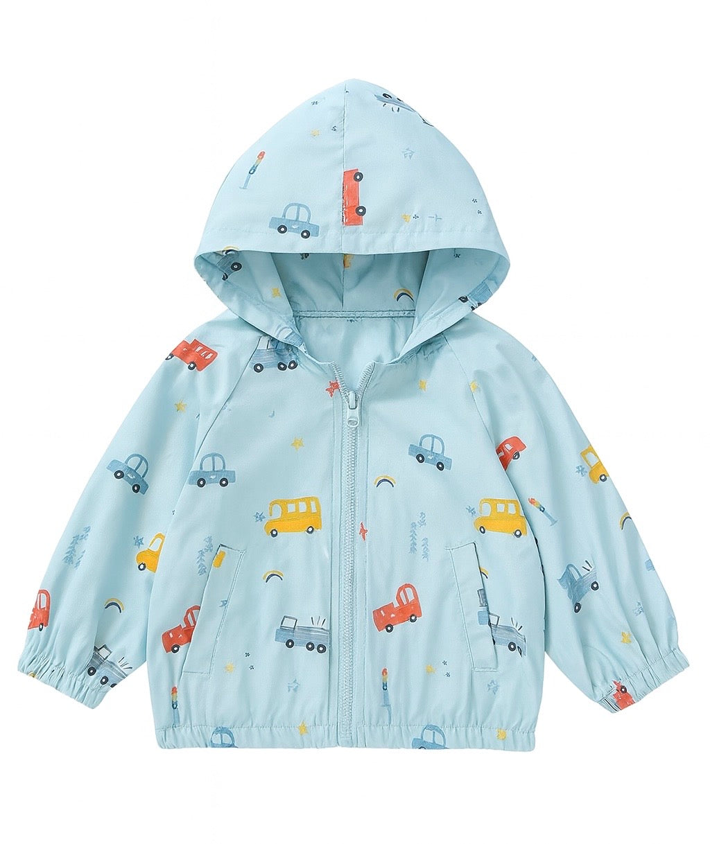 Light Blue Hooded Zip-Up Jacket