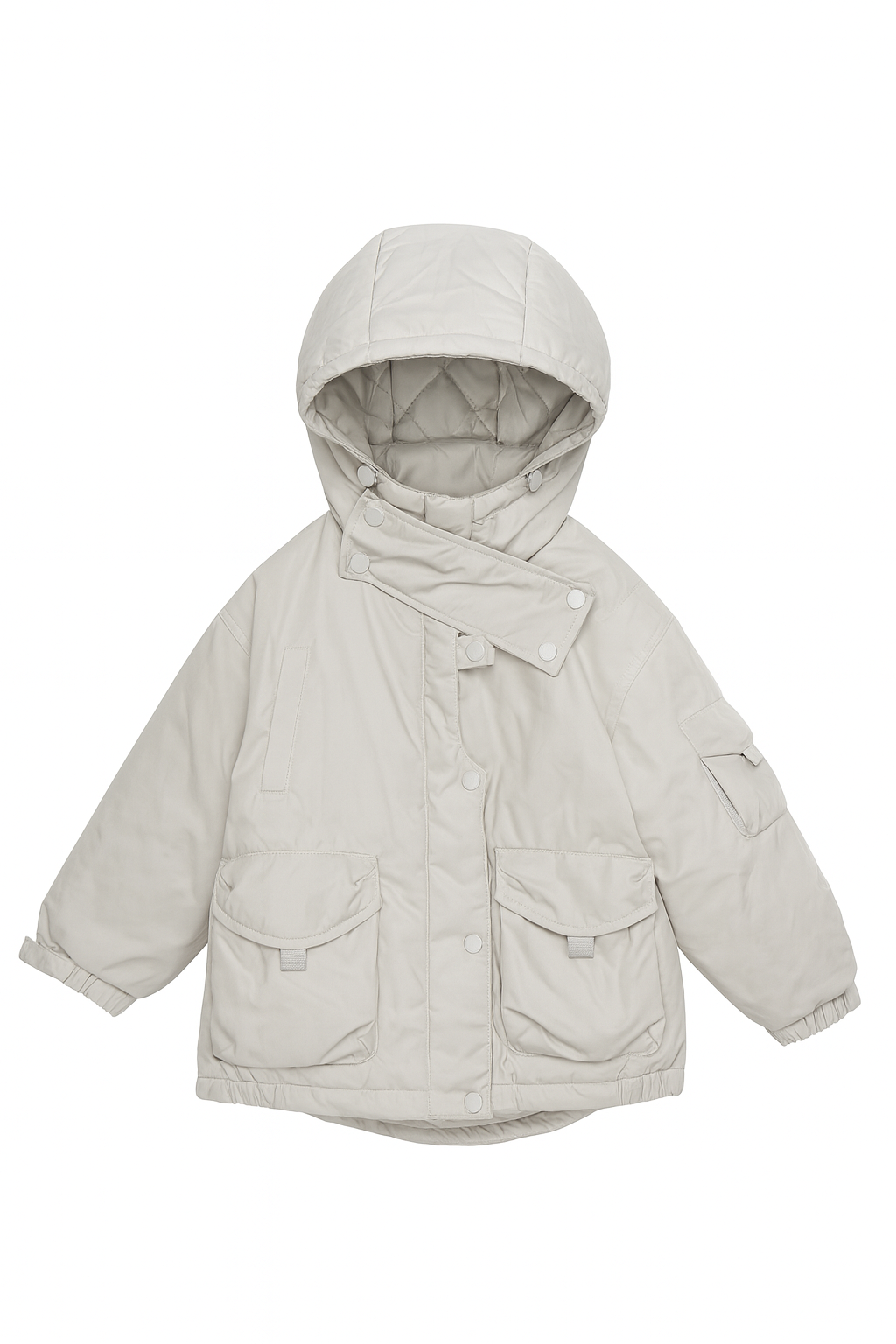 Light Beige Hooded Puffer Jacket