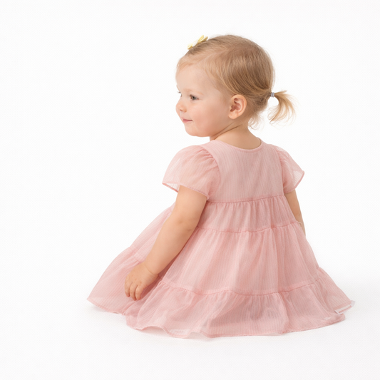 Soft Pink Tiered Chiffon Dress