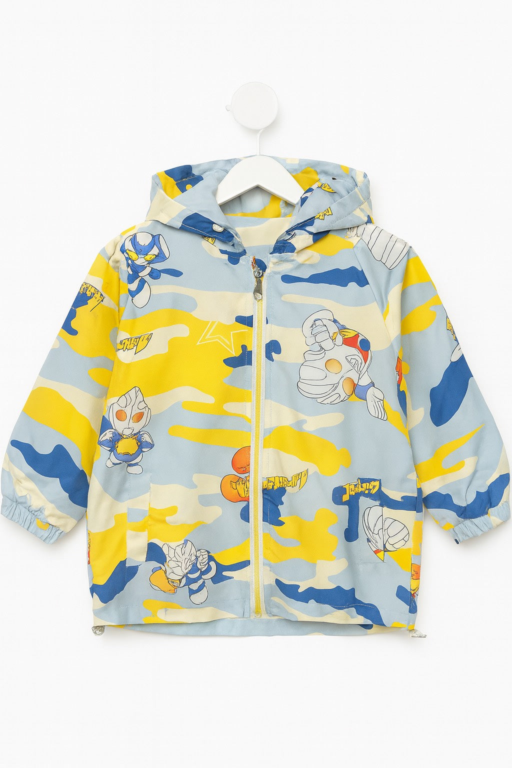 Colorful Cartoon-Print Hooded Jacket