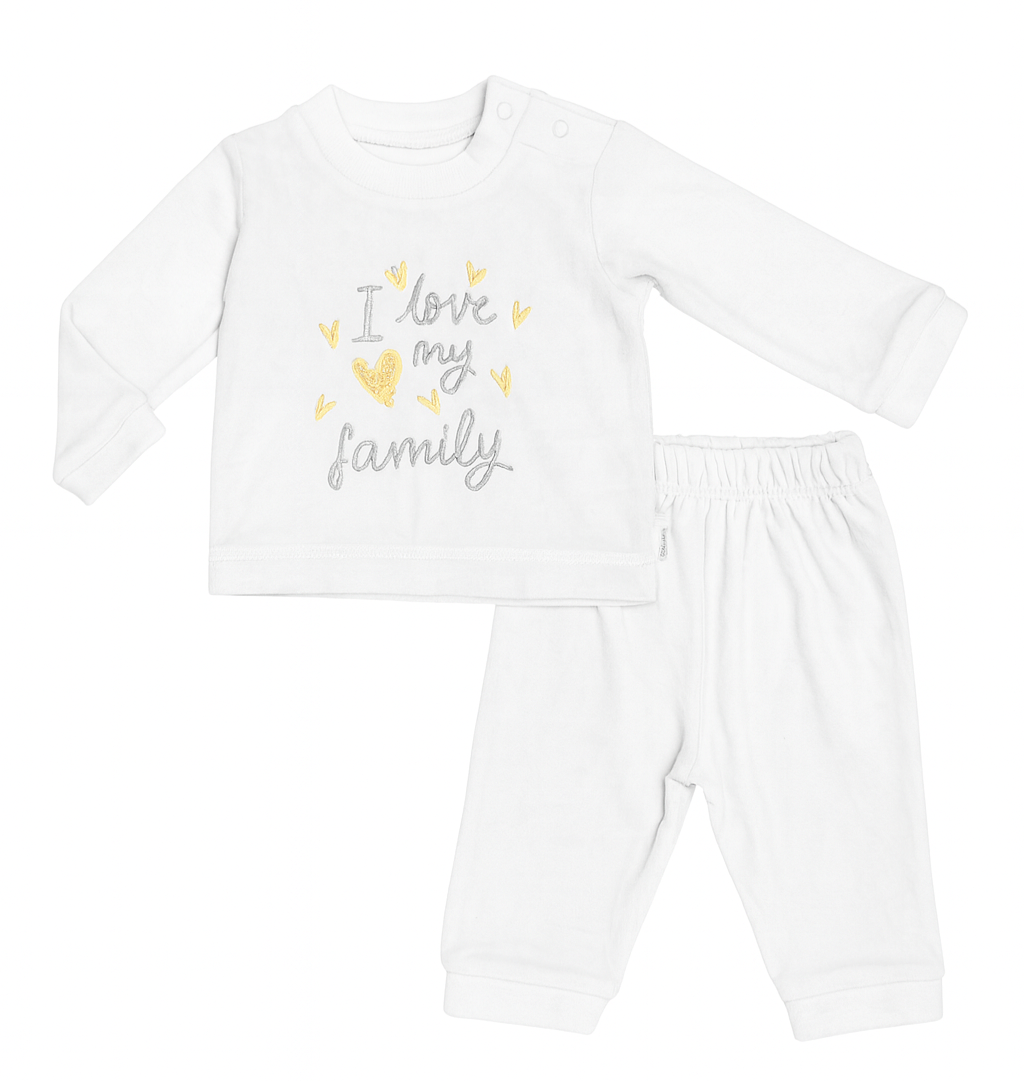 Baby Grey Cotton Outfit – “I Love My Family” Two-Piece Set