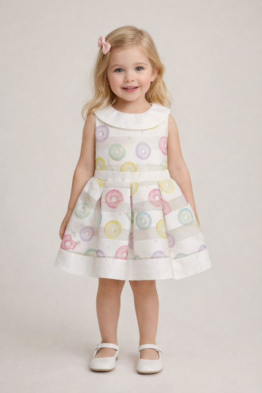 Pastel Donut Print Baby Dress