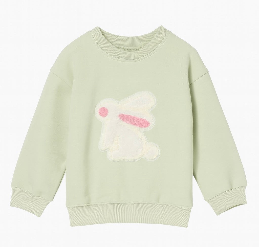 Mint Green Sweatshirt with Fluffy Bunny