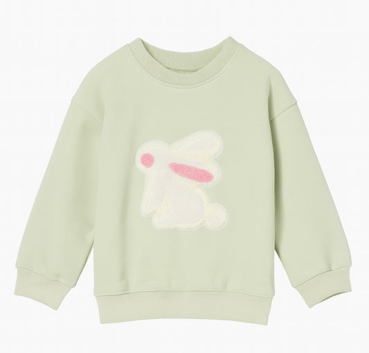 Mint Green Sweatshirt with Fluffy Bunny