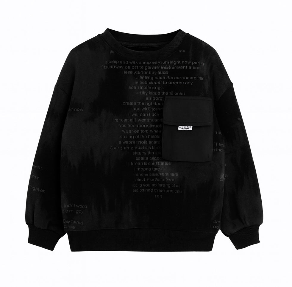Black Printed Pocket Sweatshirt – Streetwear Style