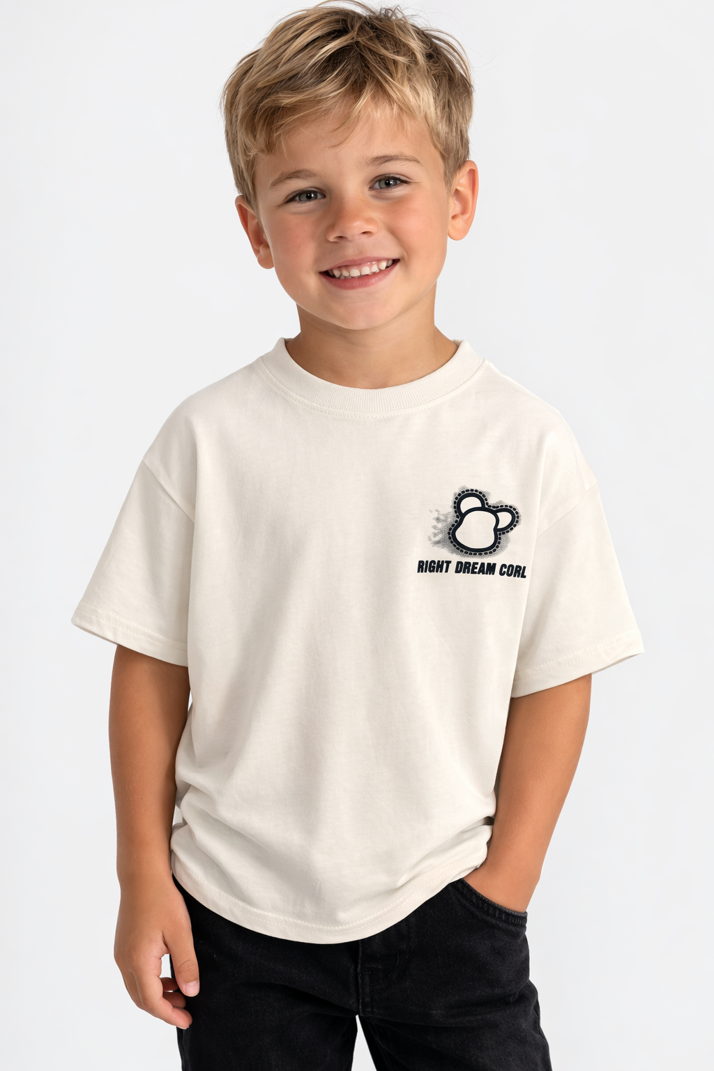 Boys Minimal White Graphic T-Shirt