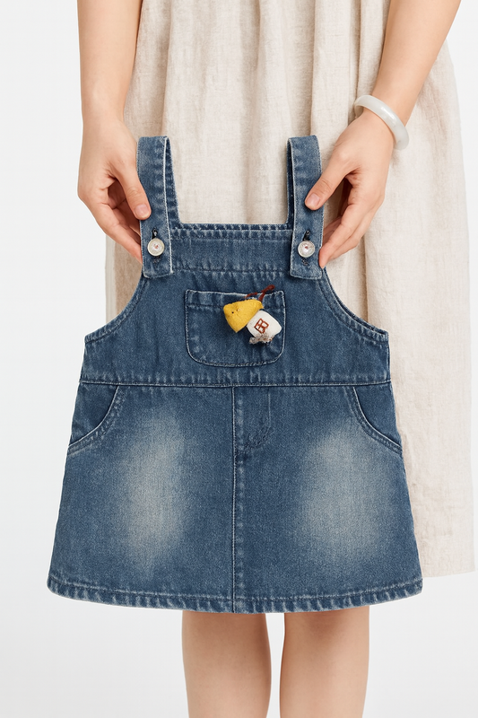 Denim Overall Dress With Front Pocket
