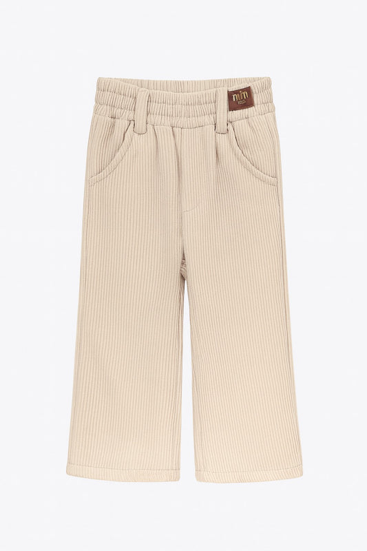 Beige Ribbed Corduroy Pant