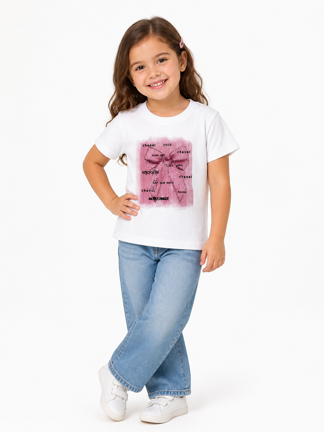 Pink Ribbon Graphic Kids T-Shirt – White