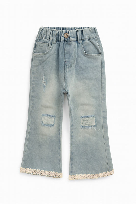 Light Wash Jeans With Distressed Patches