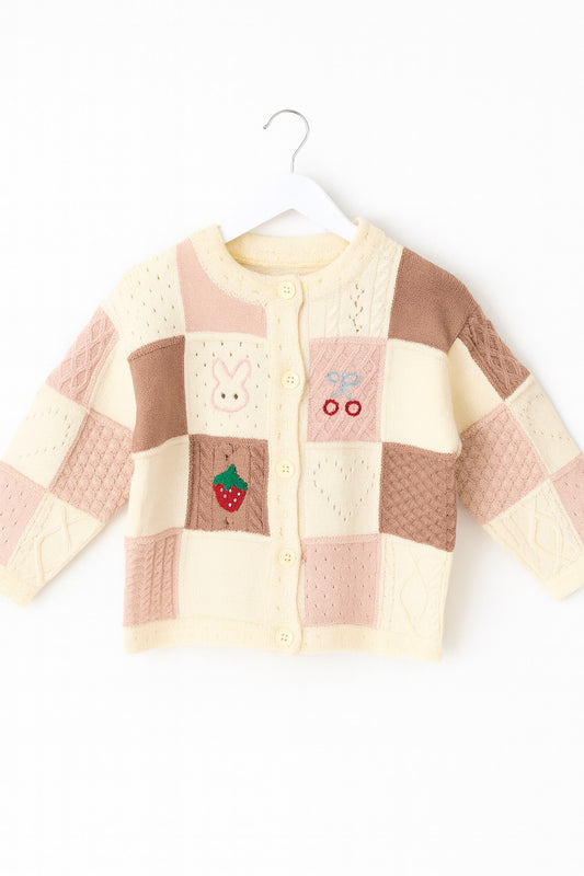 Patchwork Knit Cardigan Sweater