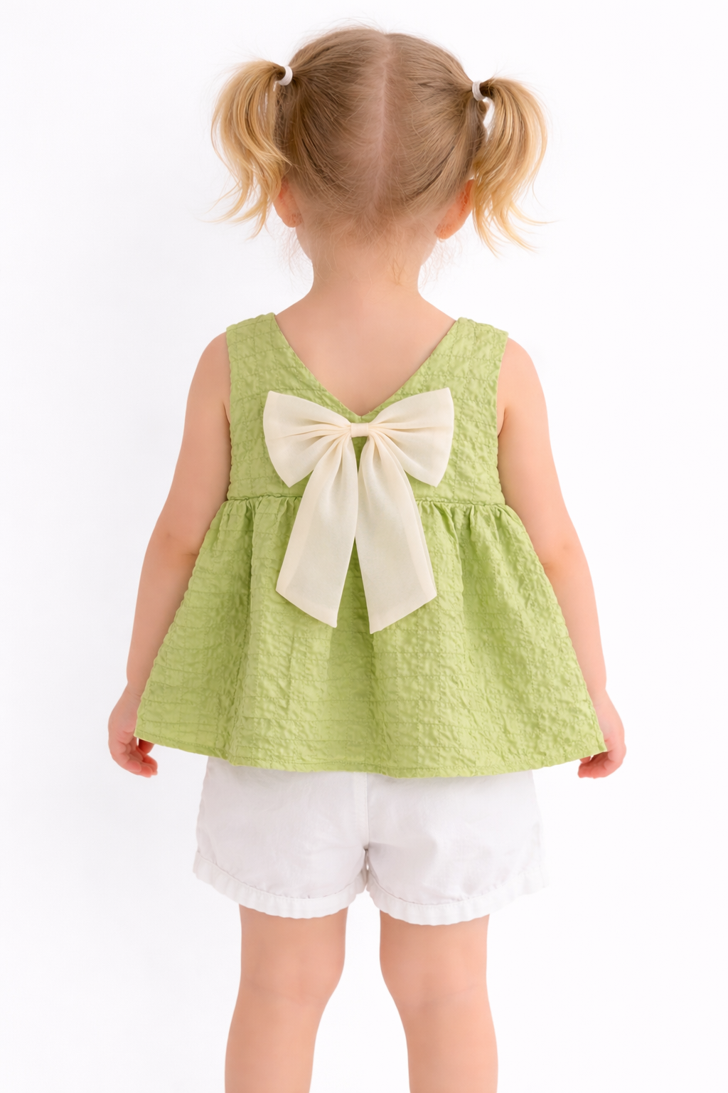 Bow Back Textured Top – Light Green