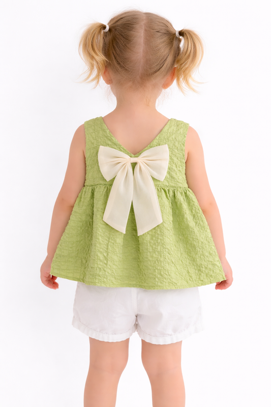 Bow Back Textured Top – Light Green