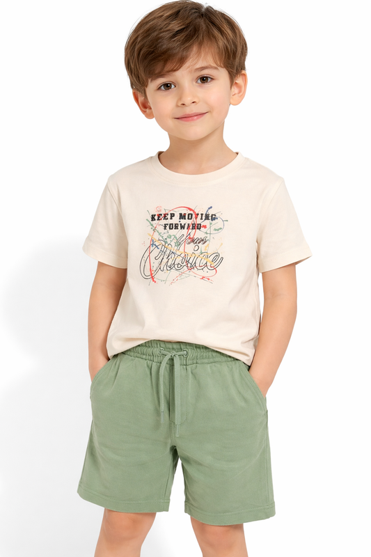 “Keep Moving Forward” Graphic Tee & Sage Shorts Set