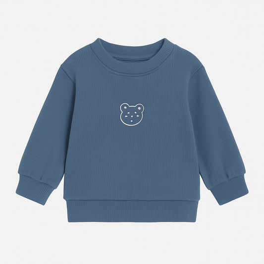 Blue Ribbed Sweatshirt