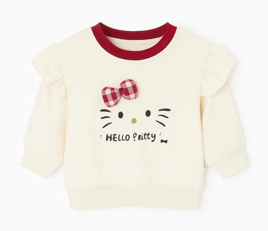 Hello Kitty Cream Ruffle Sleeve Sweatshirt