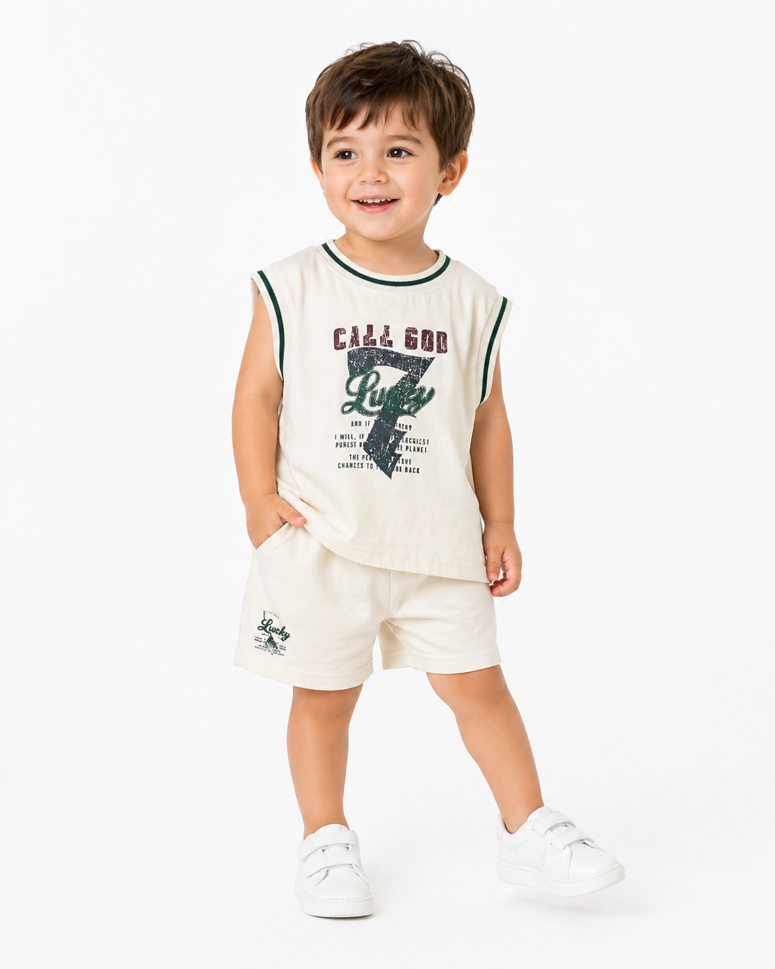 Sleeveless Graphic T-Shirt & Shorts Set