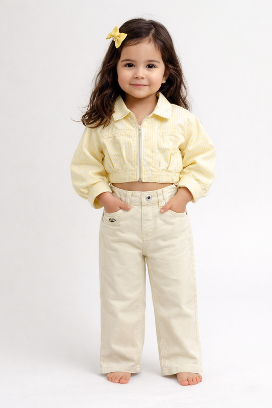 Light Yellow Cropped Jacket
