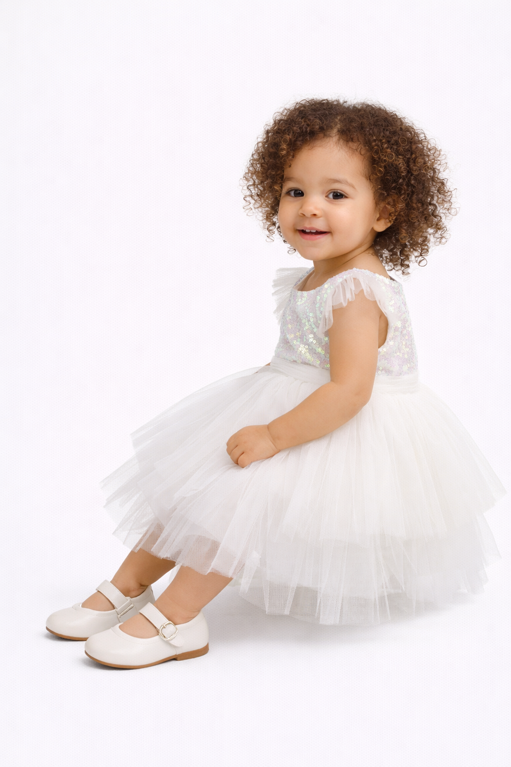 Sparkle White Sequin Tulle Baby Dress