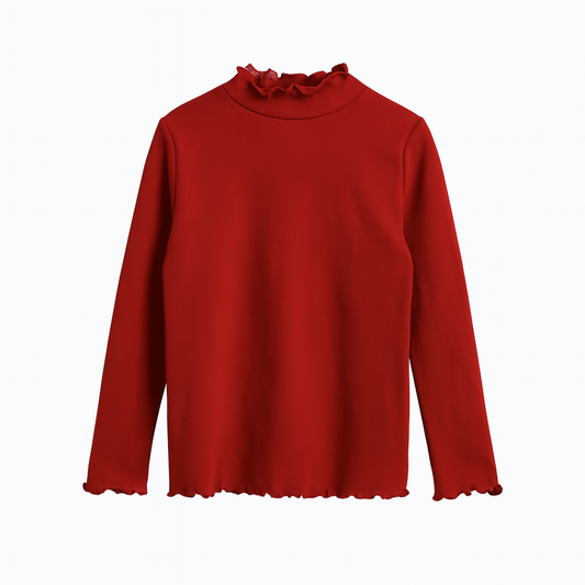 Autumn Ribbed Long Sleeve Top – Wine Red