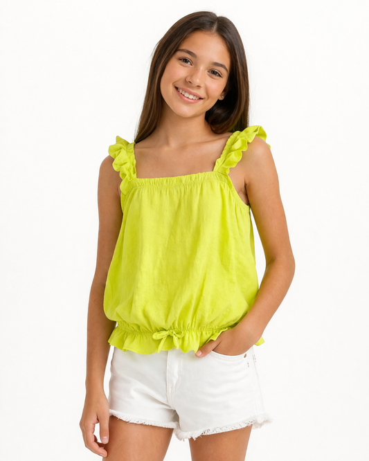 Bright Lime Frill Strap Top