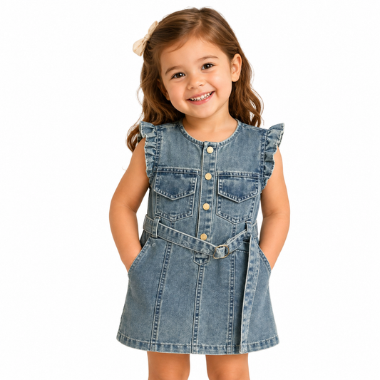 Button-Front Denim Dress