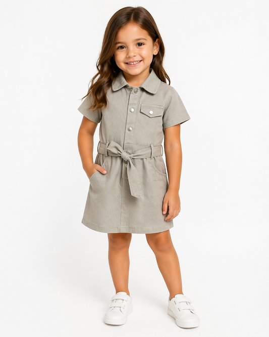 Little Girls Classic Utility Shirt Dress