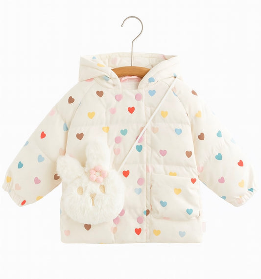 Cream Hooded Puffer Jacket