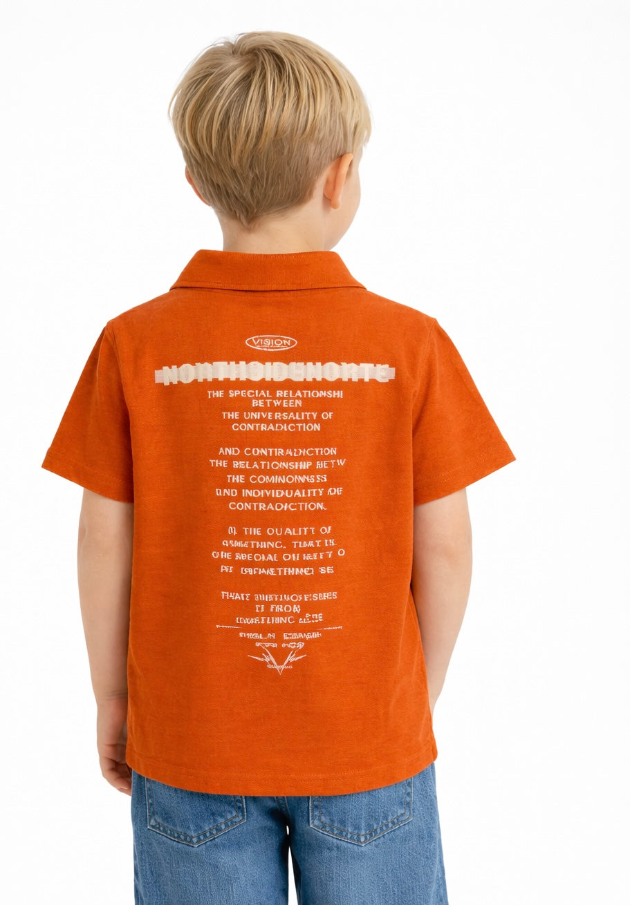 Orange Polo T-Shirt with Smiley Pocket
