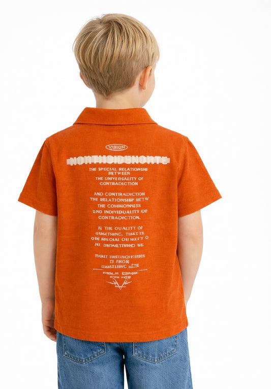 Orange Polo T-Shirt with Smiley Pocket