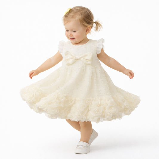Ivory Flower Hem Dress