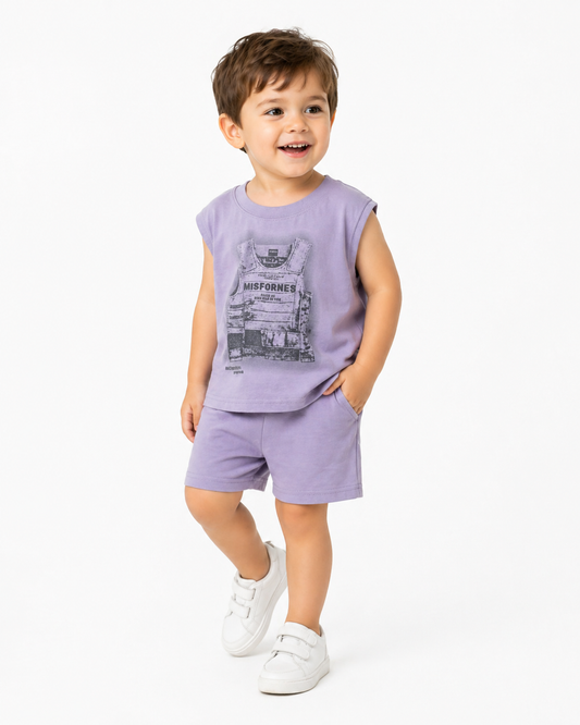 Lavender Graphic T-Shirt & Shorts Set