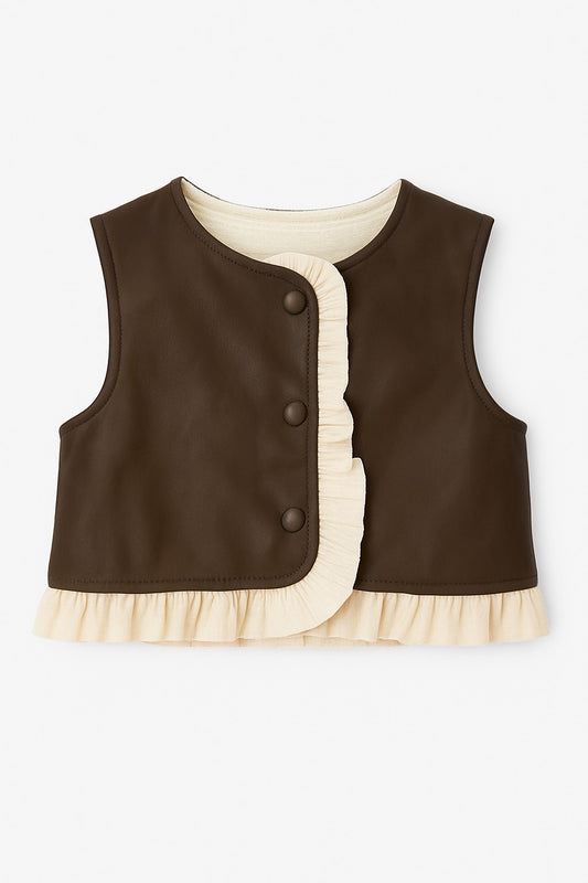 Brown Faux Leather Vest